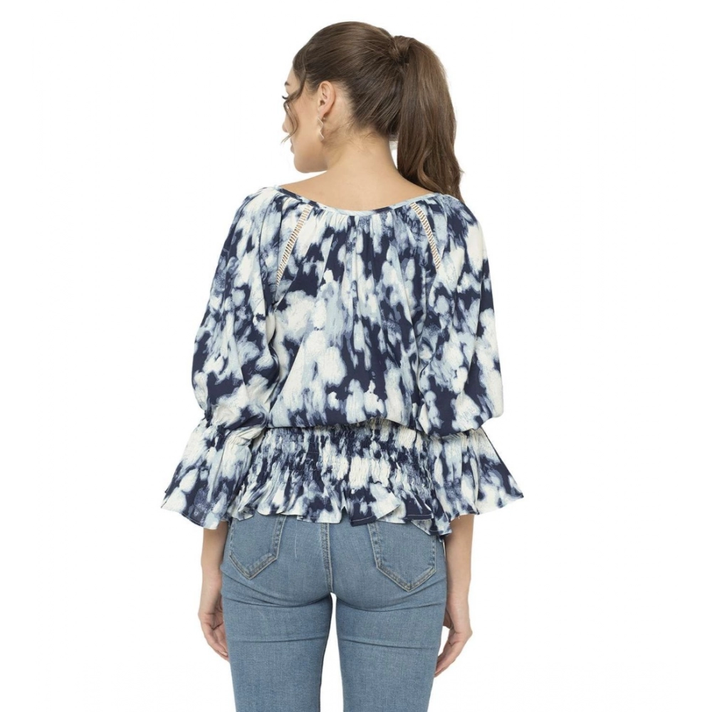 Women's Cotton Blend Solid 3-4 Sleeve Top (White) - Image 5