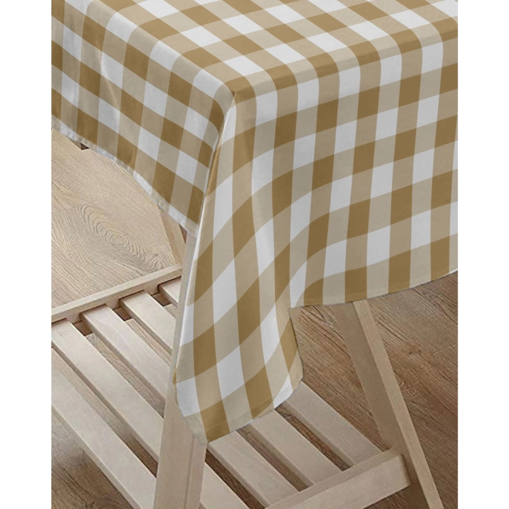 Checked Cotton Checks Table Cloth (Beige) - Image 3