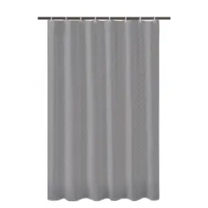 Waves Polyester Plain Shower Curtains with Plastic Eyelets (Dark Grey)