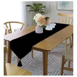 Solid Cotton Table Runners (Black)