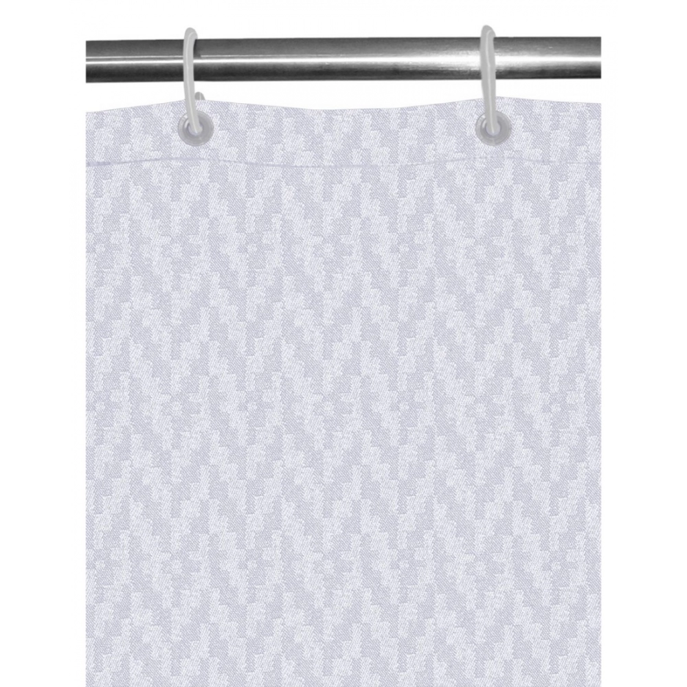 Waves Polyester Plain Shower Curtains with Plastic Eyelets (White) - Image 4