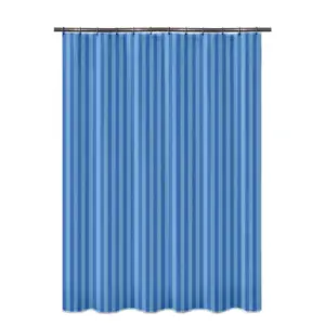 Striped Polyester Plain Shower Curtains with Plastic Eyelets (Blue)