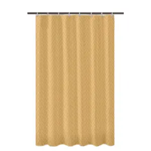 Waves Polyester Plain Shower Curtains with Plastic Eyelets (Beige)