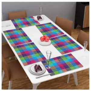 Checked Cotton Place Mats Sets (Multicolor)