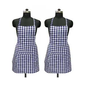 Checked Cotton Apron Sets (Blue)