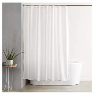 Solid Polyester Plain Shower Curtains with Metal Eyelets (White)