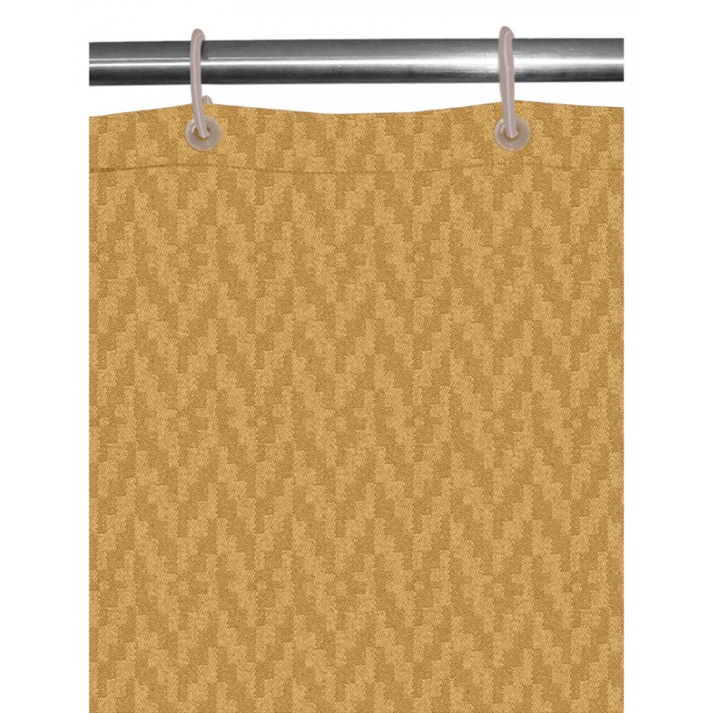Waves Polyester Plain Shower Curtains with Plastic Eyelets (Beige) - Image 4