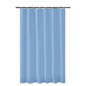 Waves Polyester Plain Shower Curtains with Plastic Eyelets (Light Blue)
