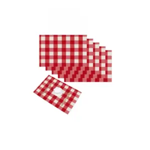 Checked Cotton Place Mats Sets (Red & White)