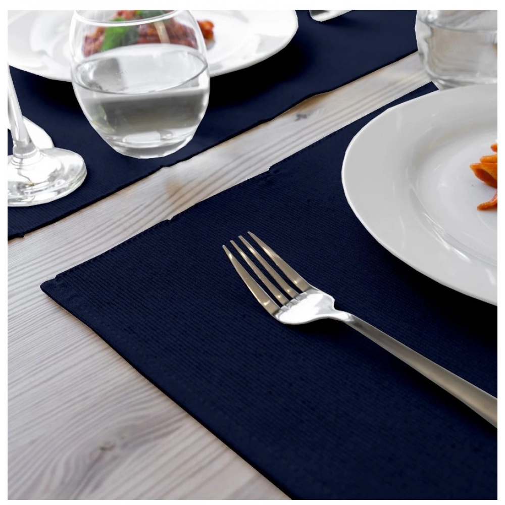 Ribbed Cotton Table Runner and Placemats Sets (Navy Blue) - Image 2