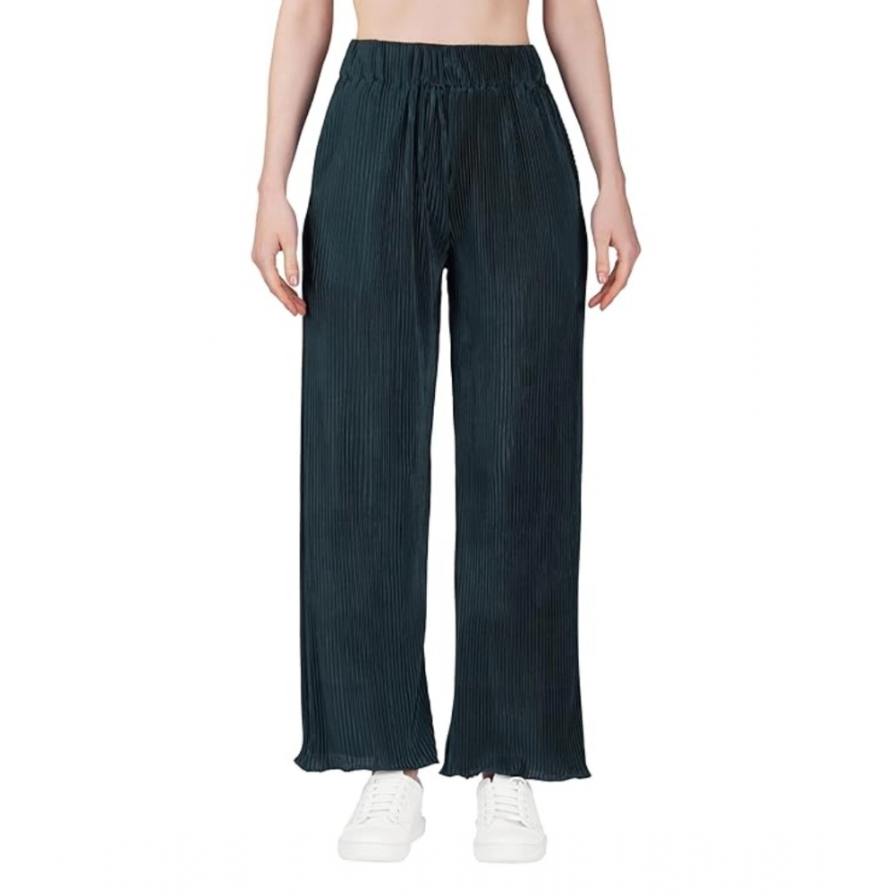 Women's Casual Cotton Blend Striped Bottomwear (Blue)