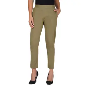 Women's Casual Cotton Lycra Solid Trouser Pants (Green)