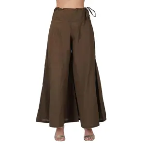 Women's Casual Cotton Solid Palazzo (Brown)
