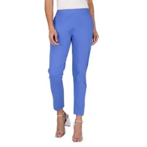 Women's Casual Cotton Lycra Solid Trouser Pants (Blue)