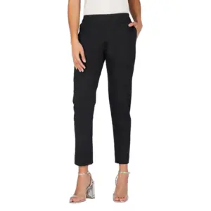Women's Casual Cotton Lycra Solid Trouser Pants (Black)
