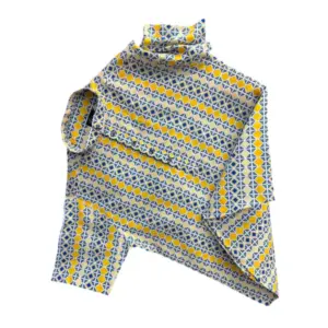 Men's Casual Short Sleeve Printed Cotton Blended Shirt (Yellow)