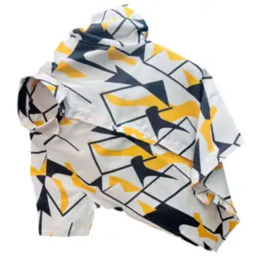 Men's Casual Short Sleeve Printed Cotton Blended Shirt (White)