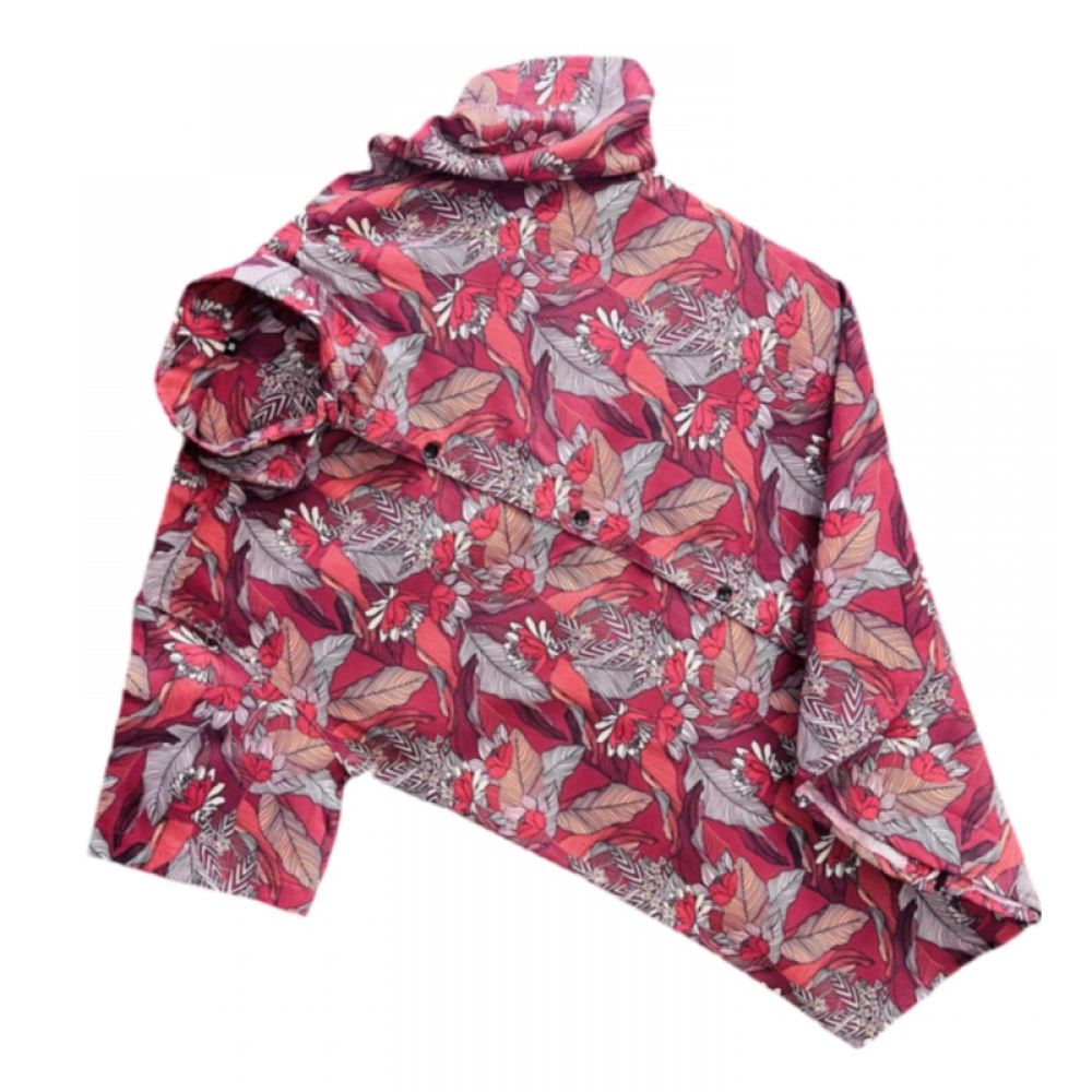 Men's Casual Short Sleeve Printed Cotton Blended Shirt (Red)