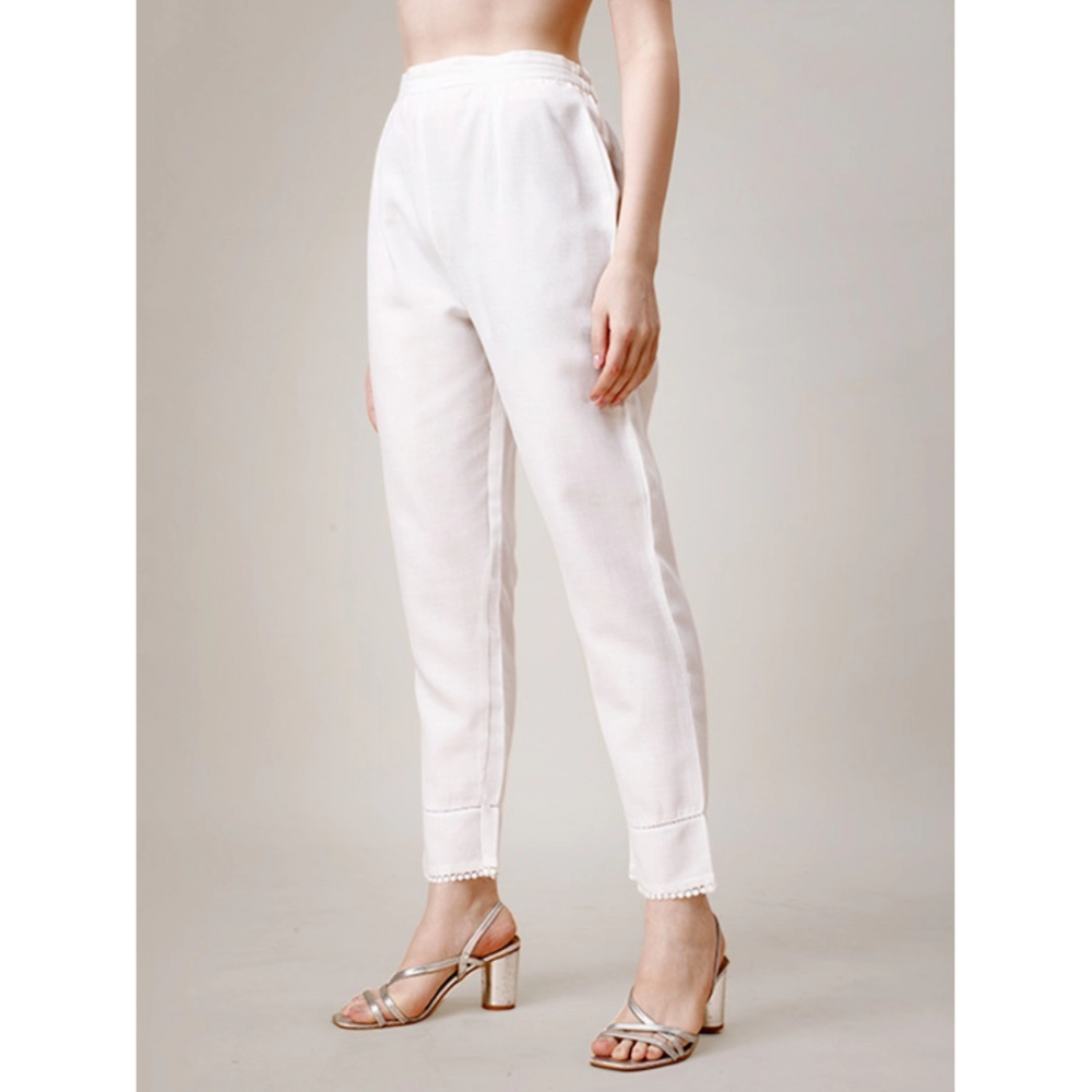 Women's Casual 3-4 th Sleeve Embroidery Cotton Kurti Pant Set (Red) - Image 2