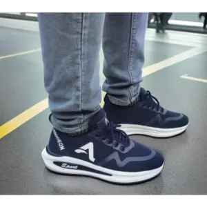 Men's Solid Synthetic Casual Shoes (Navy Blue)