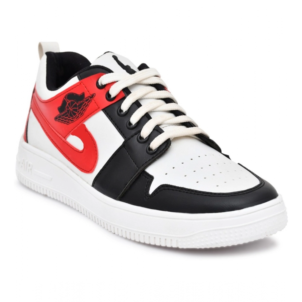 Men's Solid Synthetic Casual Shoes (White) - Image 3