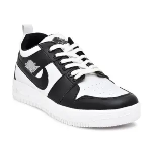 Men's Solid Synthetic Casual Shoes (Black)