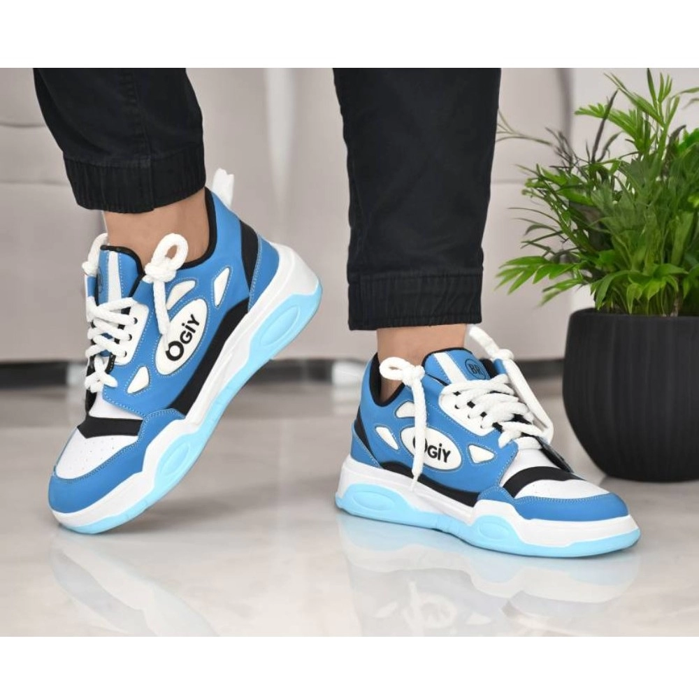 Men's Solid Synthetic Casual Shoes (Blue) - Image 2