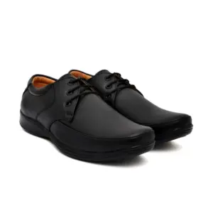 Men's Solid Synthetic Leather Formal Shoes (Black)