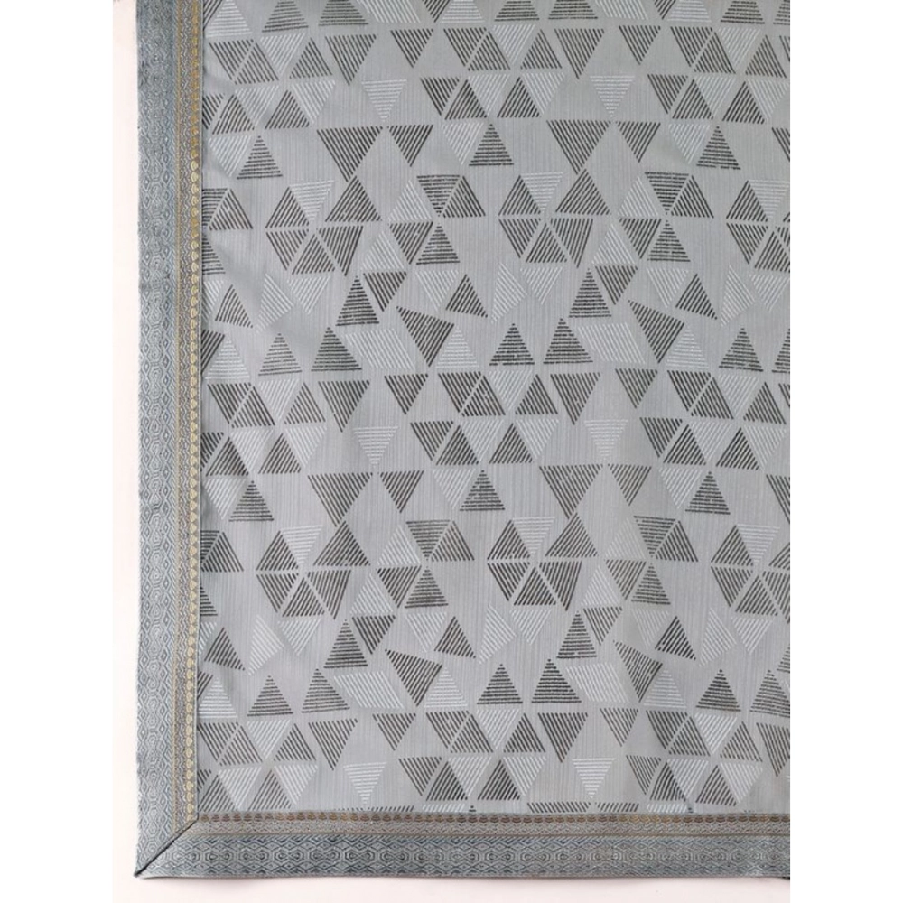 Women's Zomto Printed Saree With Unstitched Blouse (Grey, 5-6 Mtrs) - Image 3