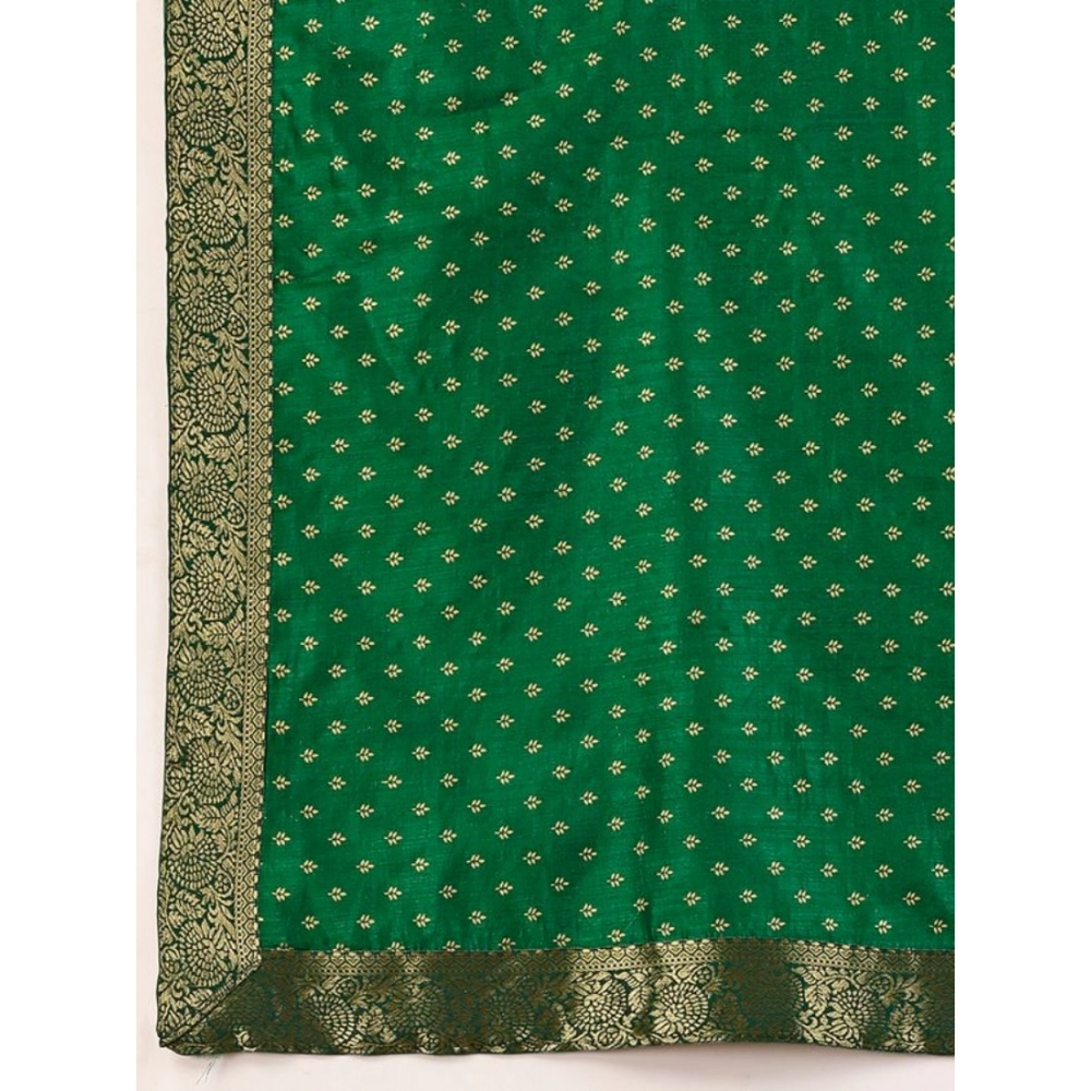 Women's Vichitra Bandhini Saree With Unstitched Blouse (Green, 5-6 Mtrs) - Image 3