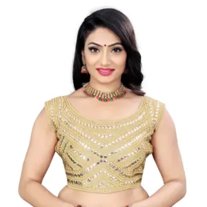 Women's?Phantom Embroidery Readymade Blouse (Beige, Size: Free Size)