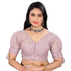 Women's?Jimmy Choo Embroidery Readymade Blouse (Lavender, Size: Free Size)