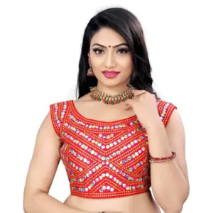 Women's?Phantom Paper Mirror Readymade Blouse (Red, Size: Free Size)