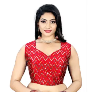 Women's?Phantom Sequins Readymade Blouse (Red, Size: Free Size)