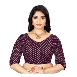 Women's?Georgette Embroidery Readymade Blouse (Purple, Size: Free Size)