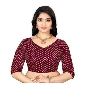 Women's?Georgette Embroidery Readymade Blouse (Maroon, Size: Free Size)