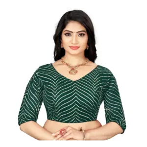 Women's?Georgette Embroidery Readymade Blouse (Green, Size: Free Size)