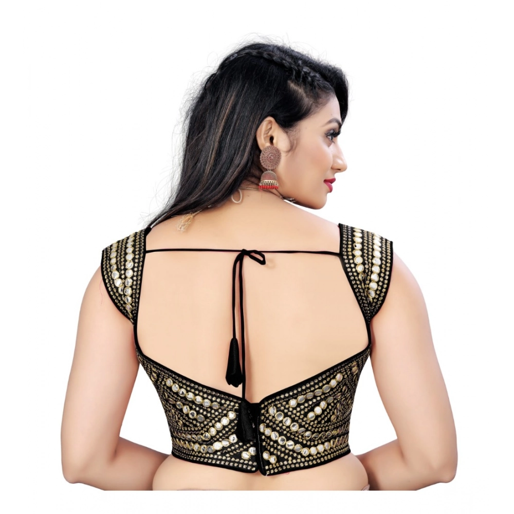 Women's?Phantom Embroidery Readymade Blouse (Black, Size: Free Size) - Image 4