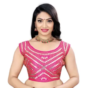 Women's?Phantom Embroidery Readymade Blouse (Pink, Size: Free Size)