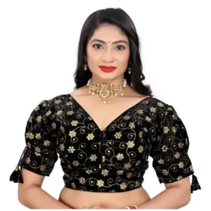 Women's?Jimmy Choo Embroidery Readymade Blouse (Black, Size: Free Size)