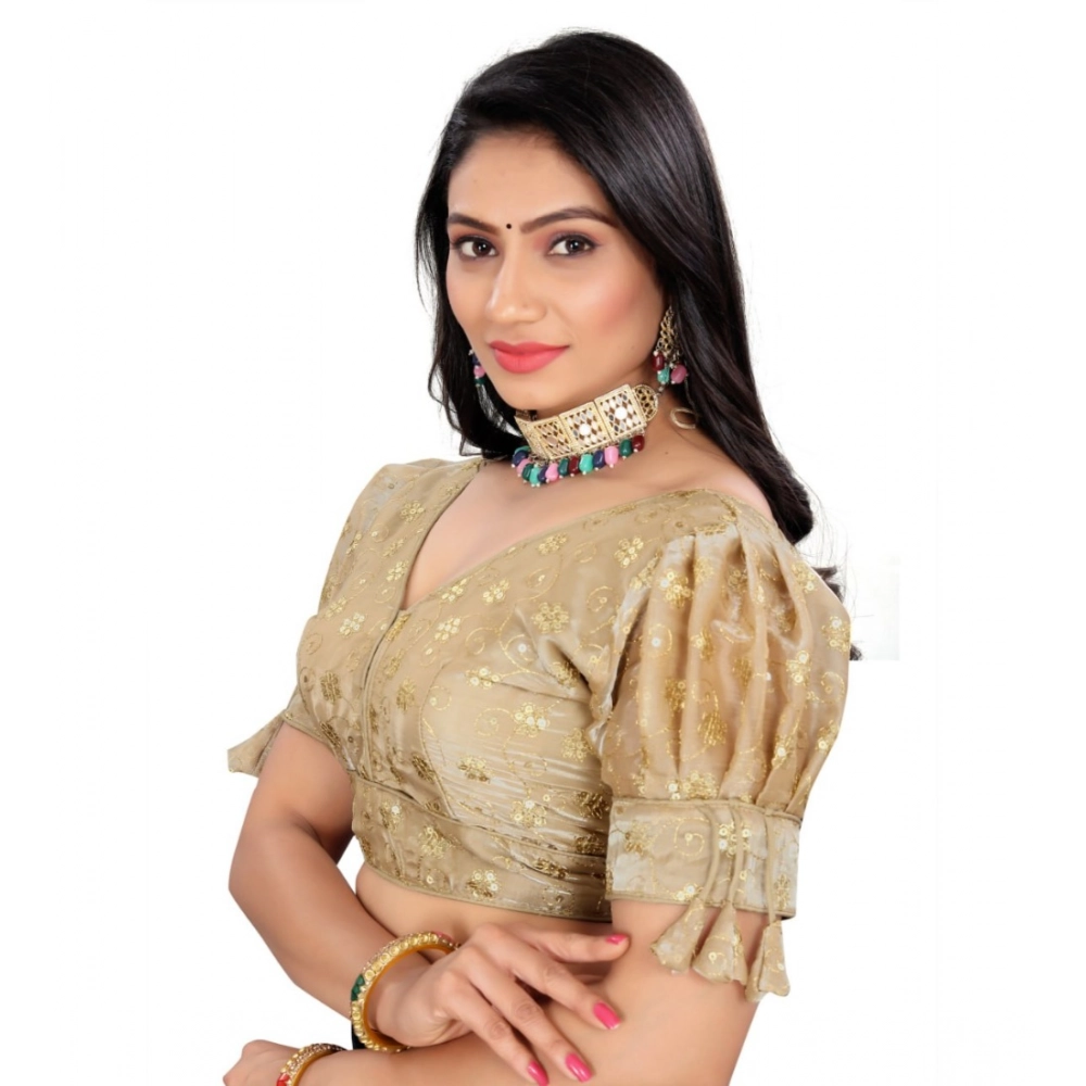 Women's?Jimmy Choo Embroidery Readymade Blouse (Beige, Size: Free Size) - Image 3