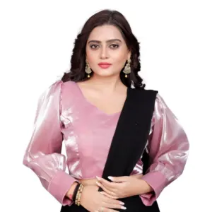 Women's?Organza Plain Readymade Blouse (Baby Pink, Size: Free Size)