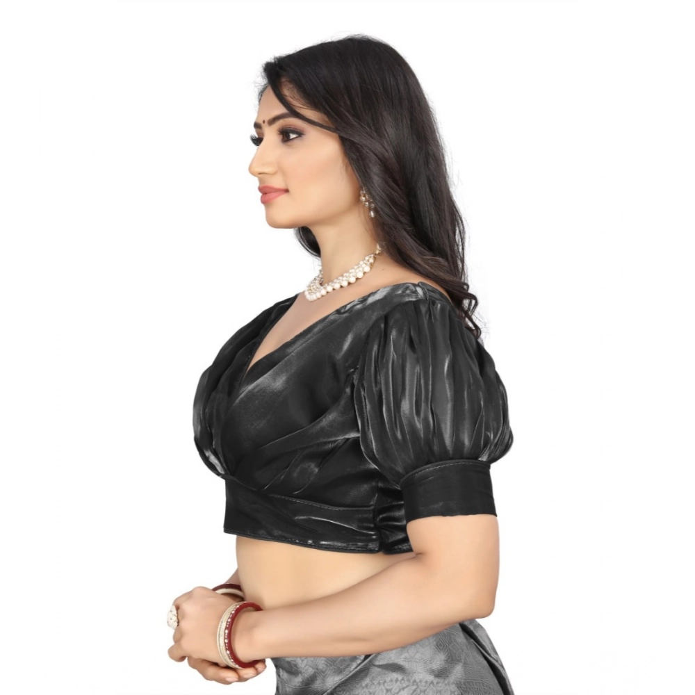 Women's?Organza Plain Readymade Blouse (Black, Size: Free Size) - Image 3