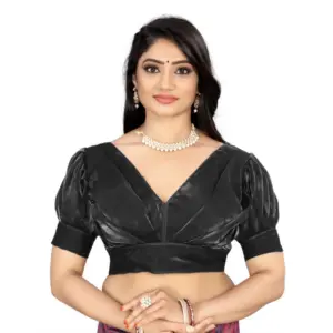 Women's?Organza Plain Readymade Blouse (Black, Size: Free Size)