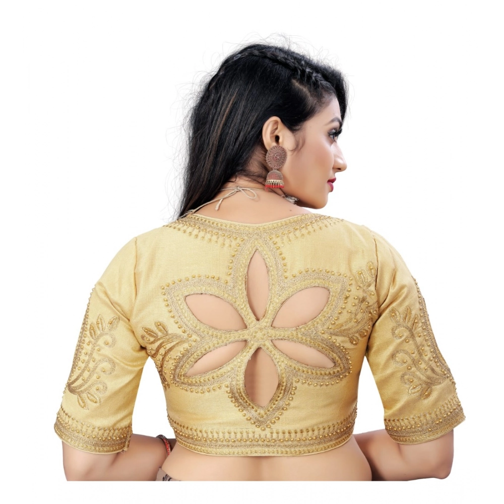 Women's?Phantom Embroidery Readymade Blouse (Beige, Size: Free Size) - Image 4