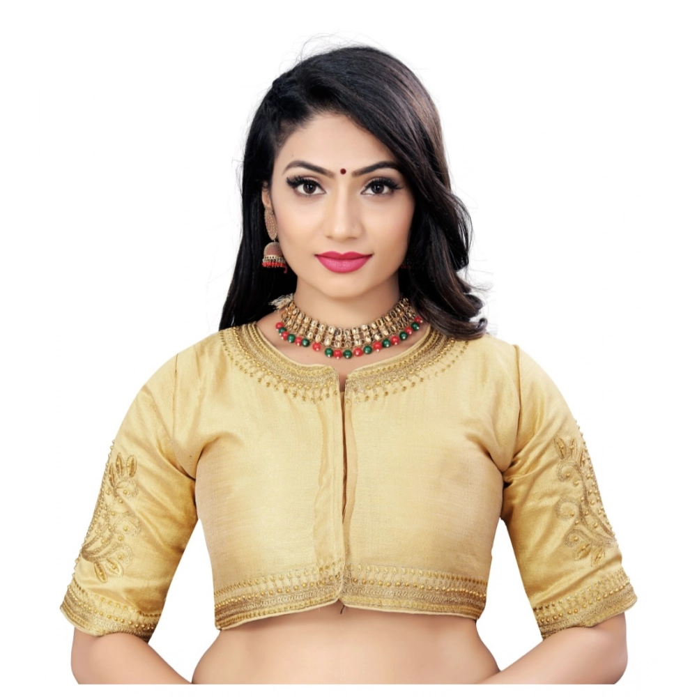 Women's?Phantom Embroidery Readymade Blouse (Beige, Size: Free Size)