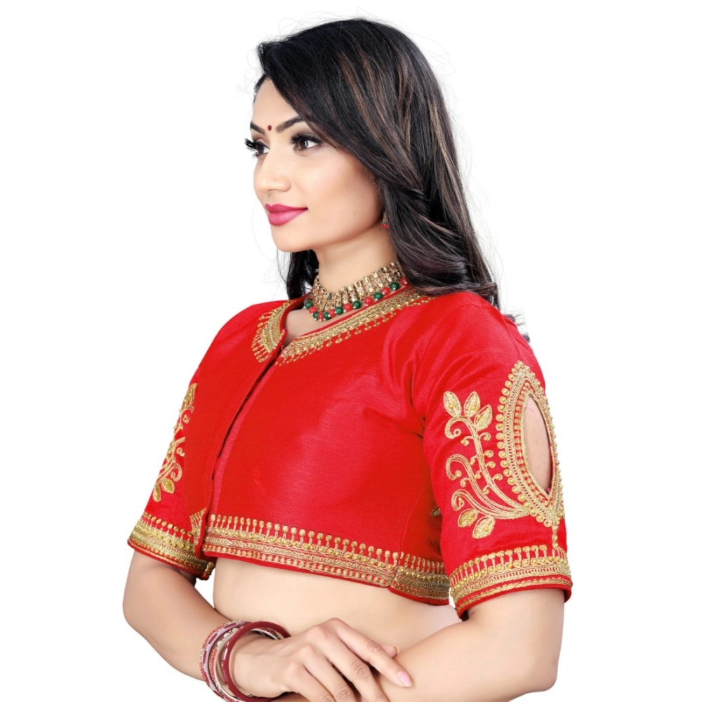 Women's?Phantom Embroidery Readymade Blouse (Red, Size: Free Size) - Image 2