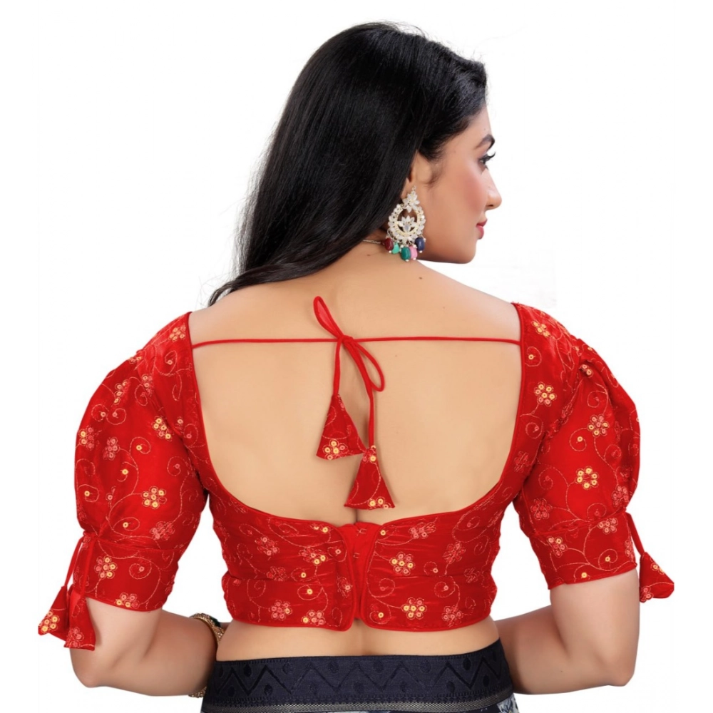 Women's?Jimmy Choo Embroidery Readymade Blouse (Red, Size: Free Size) - Image 4