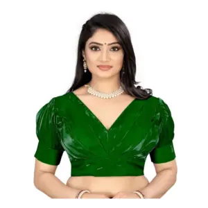 Women's?Organza Plain Readymade Blouse (Green, Size: Free Size)