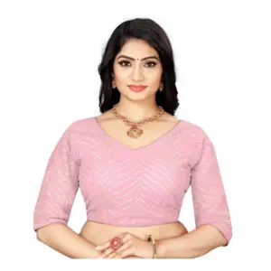 Women's?Georgette Embroidery Readymade Blouse (L.Pink, Size: Free Size)